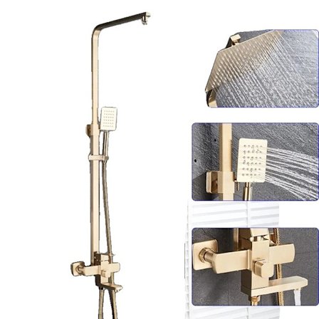 Børstet Guld Brusekombinationsæt, 8 Tommer Regnbruser, Vægmonteret Blandingsbatteri,8 tommer