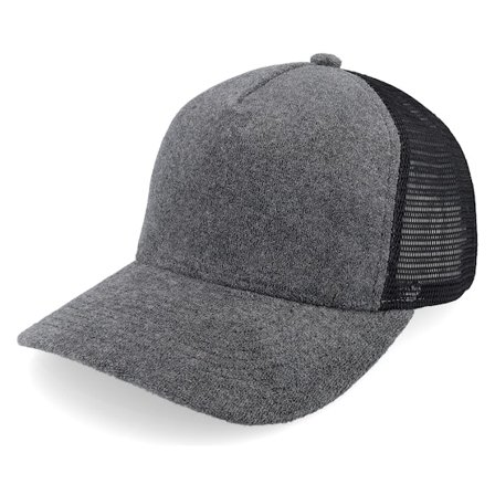 Equip - Grijs trucker Cap - Terry Dark Grey/Black A-frame Trucker @ Hatstore