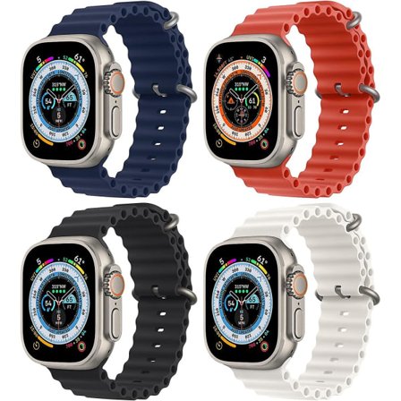 4-pakning Ocean Band kompatibel med Apple Watch Ultra Band 49mm 45mm 44mm 42mm Iwatch Series 8 Erstatningsrem