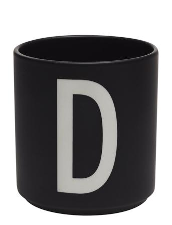 Black Porcelain Cups A-Z Black Design Letters