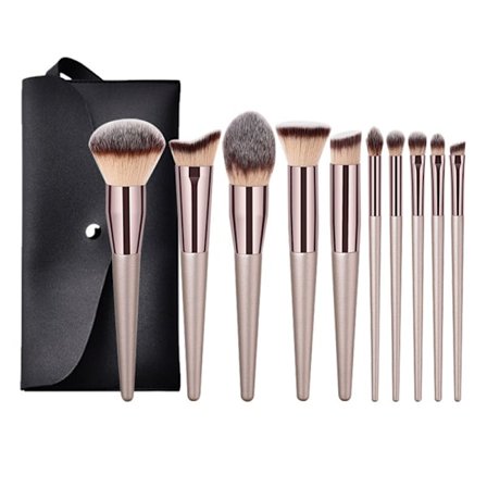 10 Professionella Makeup Borstar Set - Roséguld,19*12*2.5cm