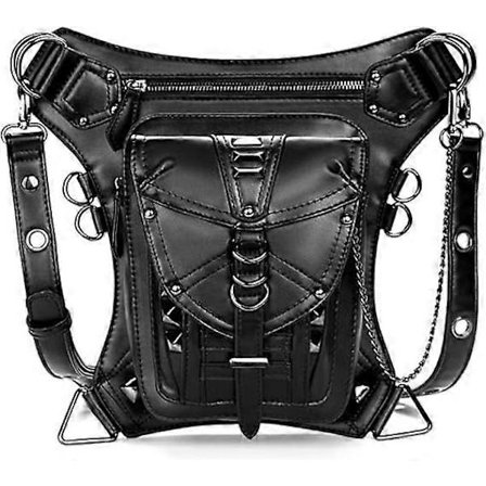 Læder Multipurpose Taktisk Drop Leg Arm Taske Pakke Hoftebælte Talje Fanny Messenger Skuldertaske Sort til Mænd og Kvinder