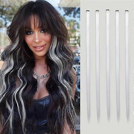 5 stk./pakke Syntetiske Hårforlengelser Med Klemmer Varmebestandige Rett Hårforlengelse Farge Farget Hårklemme Dame_Kvalitetsgave