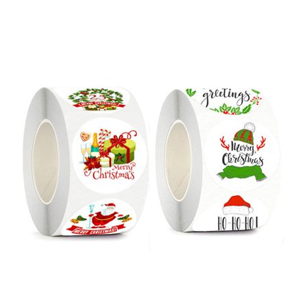 2 st 1,5 tum färgglada God Jul-klistermärken, självhäftande
