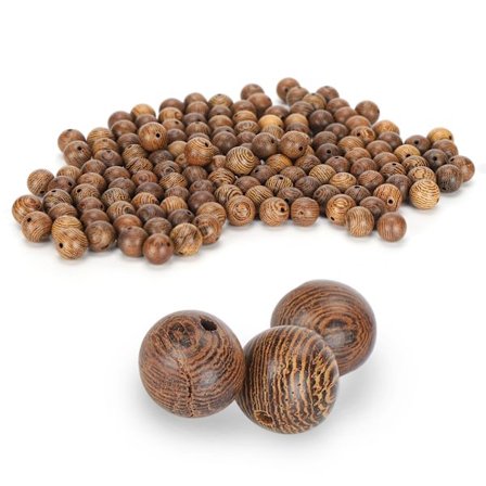 150 stk. kuleavstandsstykker i tre, runde hull, spredte perler, tilbehør til DIY-smykkedekorasjon, 10 mm