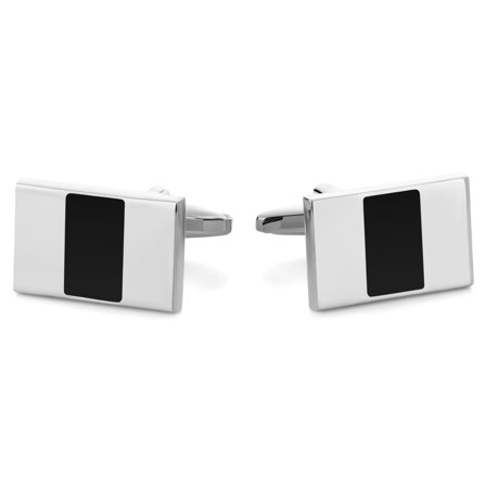 Ασημί και Μαύρα Μανικετόκουμπα Triband for Men