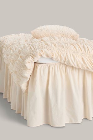 Staycation - Sängkappa Loosed i bomullspercale 52 cm - Vit - Sängkappor - 160X200 - Från Homeroom