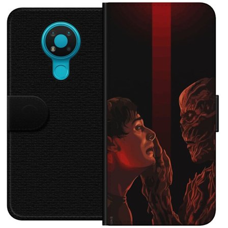 Yhteensopiva Lompakkokotelo Nokia Nokia 3.4 Pimeä fantasian kuva, jossa korostuu ihmisen ja hirviön kohtaaminen vahvalla draamalla ja psykologisella
