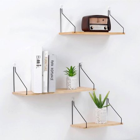 Væghylde af træ opbevaringshylde til dekoration til køkken 50 x 15,8 x 16,5 cm