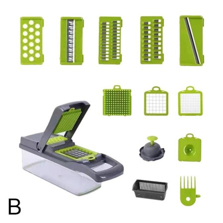 11 i 1 Grönsakshackare Fruktskärare Mandolinskärare med avloppskorg Potatis Lökhackare Dicer Grönsaksskärare