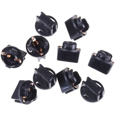 10 stk T10-sokkel dashbord W5W 168 192 194 vri-lås kilebaser pæreholder