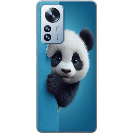 Kompatibelt Mobilskal till Xiaomi Xiaomi 12 Pro Söt panda som tittar fram genom papper i mjuk 3D-illustration
