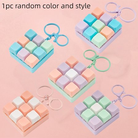 Mini Mekanisk Tangentbord Nyckelring QWASDFJKL Layout 9 Tangenter Portabelt Skrivtillbehör