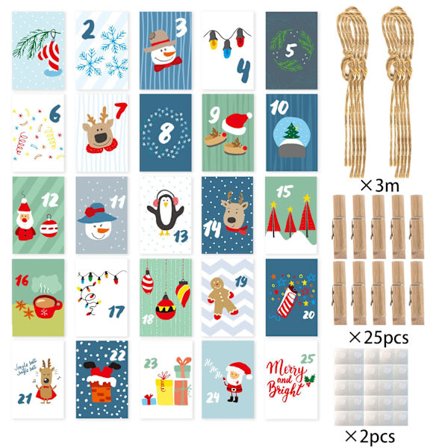 25 stk./sæt (med 3 meter hampereb + 25 clips + 25 lim prik stick