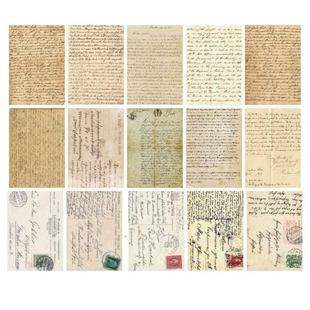 Scrapbookingpapir Håndskrevne bogstaver - 30 ark med vintage-bogstaver