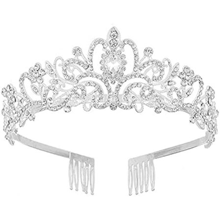 Dame Prinsesse Tiara med Kam Tiara Krystallkrone Rhinestone La