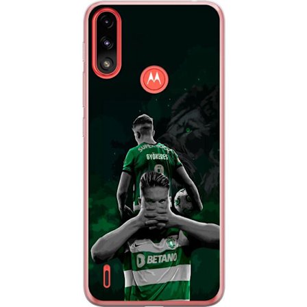 Yhteensopiva Puhelinkuori Motorola Moto E7 Power Neonmotiivi, jossa teksti "Gaming is in my DNA" sinisenä ja punaisena tiiliseinällä, jossa loistava D