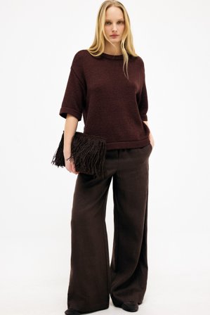 NA-KD Leinenhosen mit Kordelzug - Hose mit geradem bein - Braun - EU 42