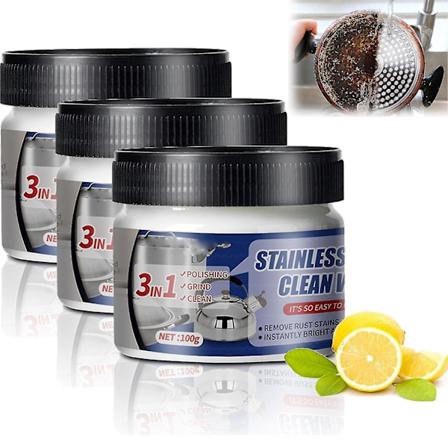 3 kpl Ruostumattomasta Teräksestä Valmistettua Puhdistusvahaa, Taianomainen Nano-Teknologia Ruostumattoman Teräksen Puhdistuspasta, Ruostumattoman 