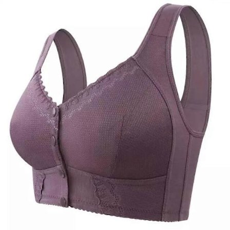 Evybliss BH, Moona BH - Andningsbar BH med knäppning fram för seniorer (Lila, 44/100)