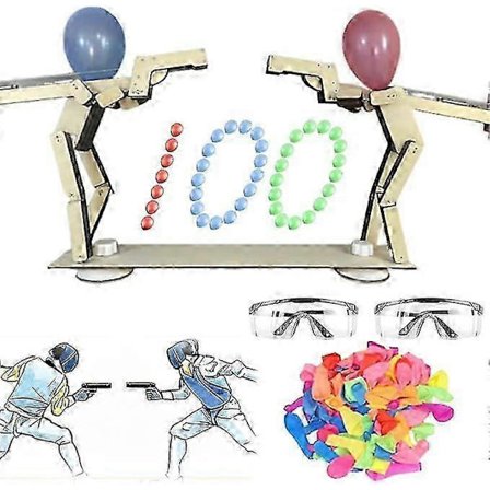 Headshot WoodBots, Handgjorda Träskjutdockor Ballongspel, 2025 nytt Whack A Balloon Strategibrädspel, Ballonger Bambu Man Battle, (FMY)