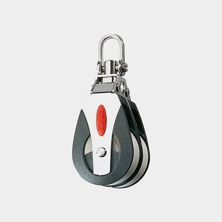 Ronstan UT 40 AP dubbelblock med schackel & svirvel, 40mm skiva, rostfritt stål, max 10mm lina, grå färg