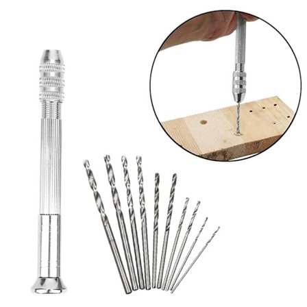 Mini Drill Styling Sett 8.8cm Håndbor med 1-3mm Bor Mini Håndbor for Smykker Resin Tre Lys og Støping Håndverk Skulptur DIY Bor