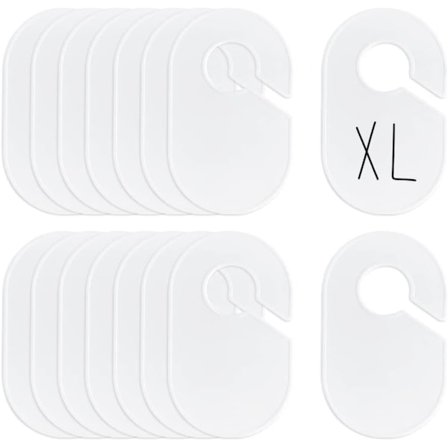 16 stk. Tøjstativ Størrelsesinddelere, Store Blank Oval Hængende Inddelere, Skriv-På Etiketter til Opbevaring af Tøj