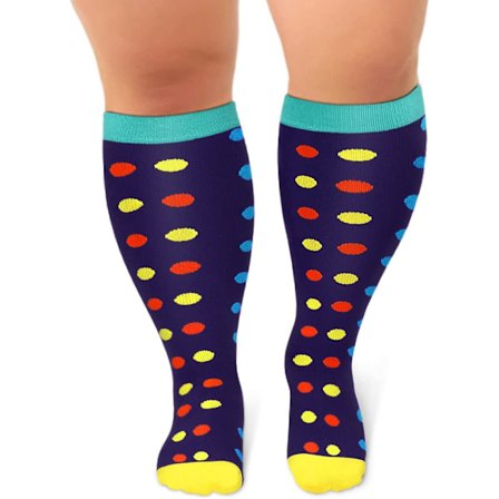 Plus Size Kompressionsstrømper til Kvinder og Mænd med Bred Læg 20-30 mmHg Ekstra Stor til Cirkulationsstøtte Genopretning-Dot (1 Pakke)/3X-Stor