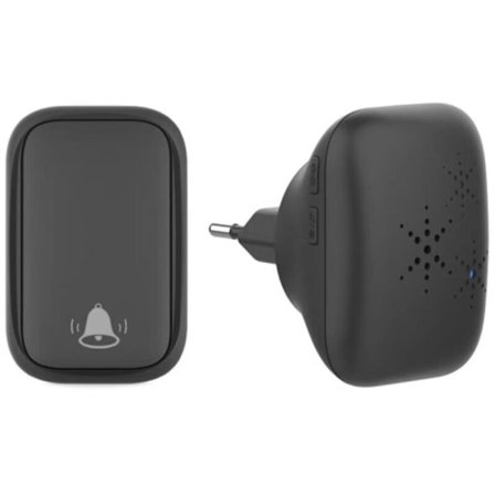 Trådløs og batterifri dørklokke, vanntett, IP 65, snø, regn, fuktighet, svart..