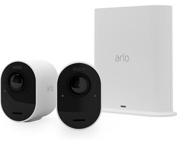 Arlo Ultra 2 spotlight camera - 2-pack Vit - Två vädertåliga övervakningskameror och smart hub