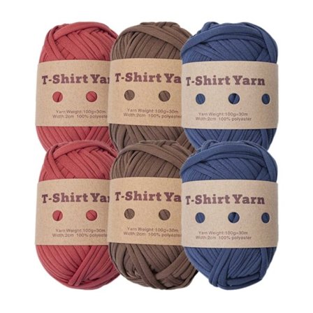 6 Rulla tjockt stickgarn, elastiskt tyg T-shirtgarn, spagettigarn för hand Gör-det-själv-väska Filt Kudde Virkning