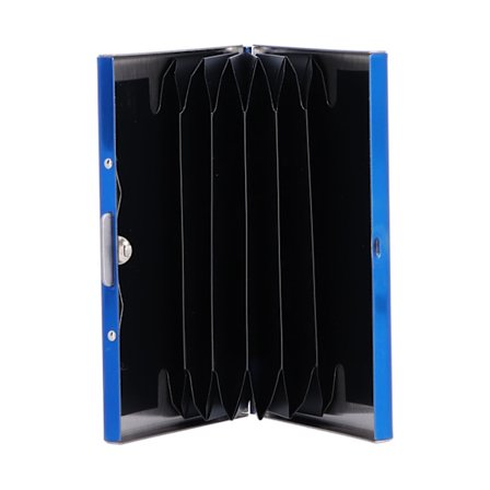 Kreditkortholder i rustfrit stål, visitkortetui til mænd og kvinder, blå