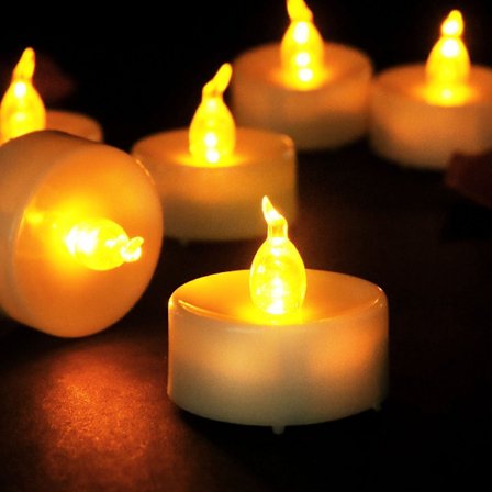 12-pack LED-ljus (spetsigt gult ljus), flamlösa värmeljus,