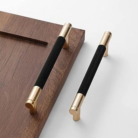 2-pack 5 tum Barhandtag 128mm Guld och Svart Knurlade Handtag för