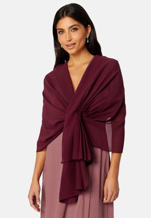 Bubbleroom Occasion Chiffon Shawl Wine-red Onesize