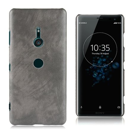 Sony Xperia XZ3 beskyttelsesetui i kunstlæder med Litchi tekstur - Grå