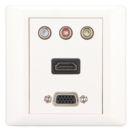 HDMI 3RCA VGA Veggkontakt 4K Høy Oppløsning 3 i 1 Multimediepanel for Hjemmekontor