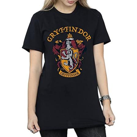 Harry Potter Dam/Kvinnor Gryffindor Bomull Boyfriend T-shirt Black M