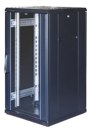 TOTEN G9, 19" floor cabinet, 22U, 600x600, glass front door, black