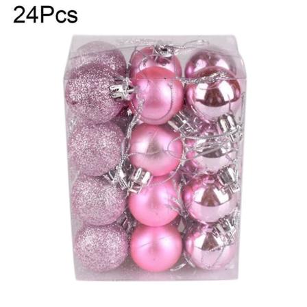 Nya 24st 3cm Plast Julgranskulor Kulor Hem Fest Hängande prydnader Pink