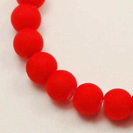 1 Sträng , Ca 140 St Röd Rubber Glaspärlor 6 Mm Runda