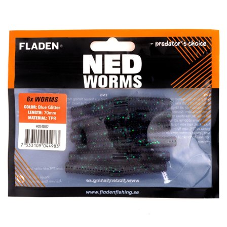 Fladen NED worm 6p 7cm Blue Glitter