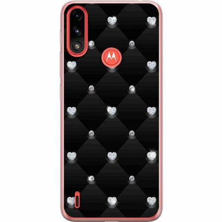 Motorola Moto E7 Power Genomskinligt Skal Diamant Hjärta