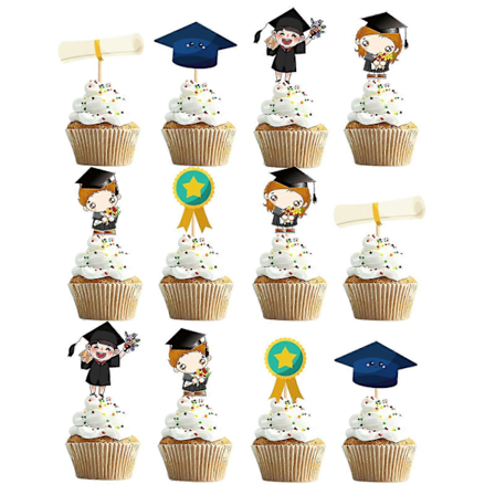 1 Set Tårtdekoration Luktfri Tydlig Utskrift Bronseringspapper Muffinsinsats Grattis Utexaminering Dessertdekoration För Festival Kaesi