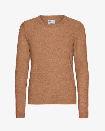Women Light Merino Wool Crew - Sahara Camel