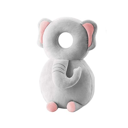 Ryggsäck med huvudskydd för småbarn, grå elefant