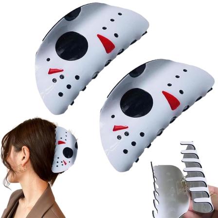2-pak Halloween hårklemmer, nye Halloween hvite spøkelseshårklemmer, hårkloklemmer, store maskehesteklemme kvinners hårtilbehør (pakke med 2 B)