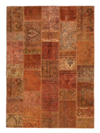 Persischer Patchwork Teppich 145X202 Braun/Dunkelrot (Wolle, Persien/Iran)