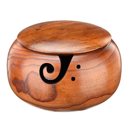 Trægarnsskål med låg Støvsikker hækleskål med huller